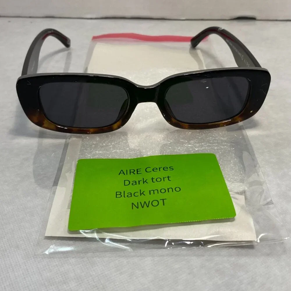 AIRE Ceres Slim Rectangle Sunglasses Dark Tort Smoke Mono